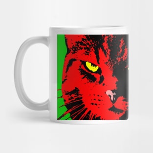 ANGRY CAT POP ART - RED GREEN YELLOW BLACK Mug